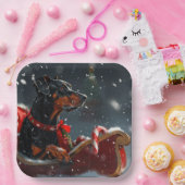 ドーバーマンドッグクリスマスフェスティバル ペーパープレート (パーティー)