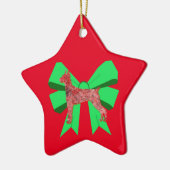 ドーバーマンドッグシルエットグリーンボウクリスマス セラミックオーナメント (左)