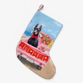 ドーバーマンドッグバレンタインズデイトラックハート スモールクリスマスストッキング (正面 (吊り時))