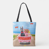 ドーバーマンドッグバレンタインズデイトラックハート トートバッグ (裏面)