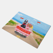 ドーバーマンドッグバレンタインズデイトラックハート ドアマット (アングル)