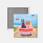 ドーバーマンドッグバレンタインズデイトラックハート マグネット (正面/裏面)