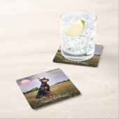 ドーバーマンハッピーバースデー スクエアペーパーコースター (インサイチュ)