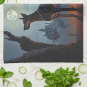 ドーバーマンハロウィーン怖い キッチンタオル (折り畳み)