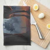 ドーバーマンハロウィーン怖い キッチンタオル (四つ折り)