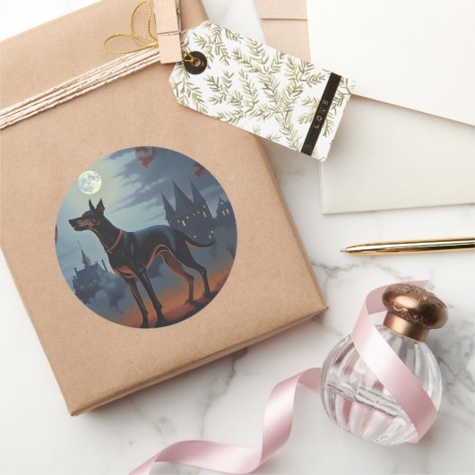 ドーバーマンハロウィーン怖い ラウンドシール (ギフト)