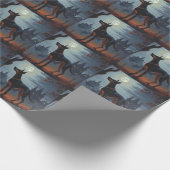 ドーバーマンハロウィーン怖い ラッピングペーパー (角)