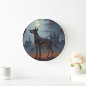 ドーバーマンハロウィーン怖い ラージ壁時計 (ホーム)