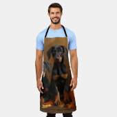 ドーバーマンパピーオータムデライトカボチャ エプロン (着用した状態)