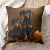 ドーバーマンパピーオータムデライトカボチャ クッション (ブランケット)