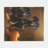 ドーバーマンパピーオータムデライトカボチャ フリースブランケット (正面(横))