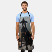 ドーバーマンパンプキンスハロウィーン怖 エプロン (着用した状態)