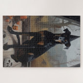 ドーバーマンパンプキンスハロウィーン怖 ジグソーパズル (横)