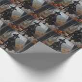 ドーバーマンパンプキンスハロウィーン怖 ラッピングペーパー (角)