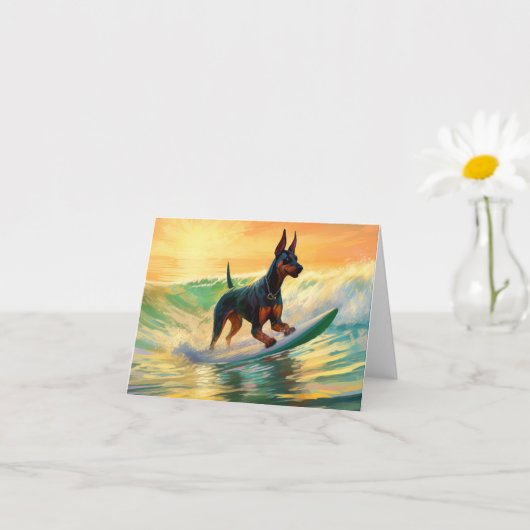 ドーバーマンビーチ絵画サーフィン カード (小さな植物)
