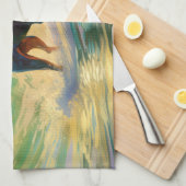 ドーバーマンビーチ絵画サーフィン キッチンタオル (四つ折り)