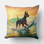 ドーバーマンビーチ絵画サーフィン クッション (正面)