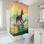 ドーバーマンビーチ絵画サーフィン シャワーカーテン (インサイチュ)