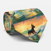 ドーバーマンビーチ絵画サーフィン ネクタイ (ロール)