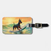 ドーバーマンビーチ絵画サーフィン ラゲッジタグ (正面横)