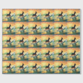 ドーバーマンビーチ絵画サーフィン ラッピングペーパー (フラット)