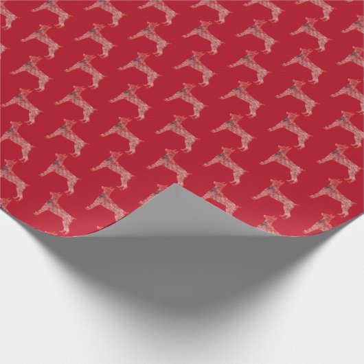ドーバーマンピンシェルクリスマスドッグキュートシルエットRd ラッピングペーパー (角)