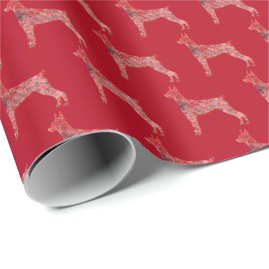 ドーバーマンピンシェルクリスマスドッグキュートシルエットRd ラッピングペーパー (ロールコーナー)