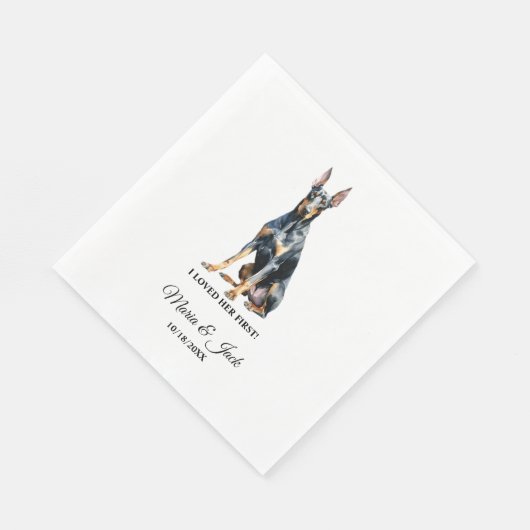 ドーバーマンピンチャードッグ私は彼女の最初の結婚の スタンダードランチョンナプキン (角)