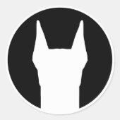 ドーバーマンホワイトオンブラック ラウンドシール (正面)