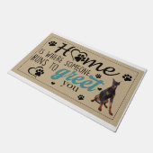 ドーバーマンホーム走は人があなたを迎える ドアマット (アングル)