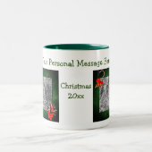 ドーバーマンリースのクリスマスパーソナライズされた写真 ツートーンマグカップ (中央)