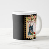 ドーバーマンヴィンテージバレンタインおもしろい犬withバラ ジャンボコーヒーマグカップ (正面右)