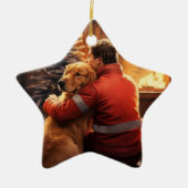 ドーバーマン消防士クリスマスオーナメント愛犬家 セラミックオーナメント (正面)