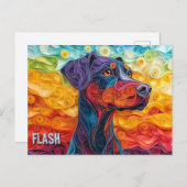 ドーバーマン紙クイリングアートドッグポートレート ポストカード (正面/裏面)