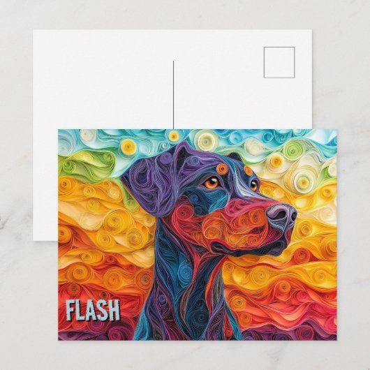 ドーバーマン紙クイリングアートドッグポートレート ポストカード (正面/裏面)