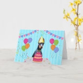 ドーバーマン誕生日ホリデーカード カード (黄色い花)