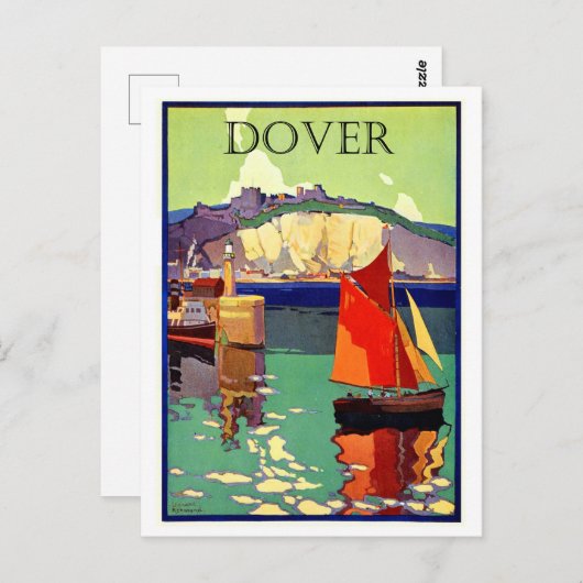 ドーバー，イングランド，帆船，海洋，ヴィンテージ ポストカード (正面/裏面)