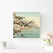 ドーバー、ケント、イギリスの白い崖 スクエア壁時計 (ホーム)