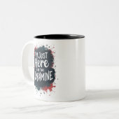 ドーパミンのためにここにいる ツートーンマグカップ (正面左)