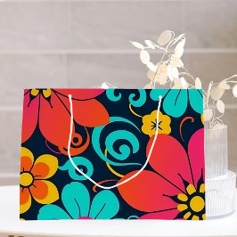 ドーパミンデコール – 明ファンキーるい花 – レトロ ラージペーパーバッグ