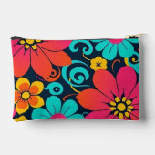 ドーパミン色鮮やかなレトロ花 –  アクセサリーポーチ (裏面)