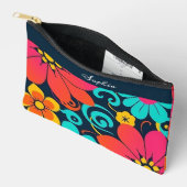 ドーパミン色鮮やかなレトロ花 – アクセサリーポーチ (見開き)