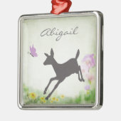 ドーパーソナライズされたかわいらしアンドバタフライディアホリデイ メタルオーナメント (左)