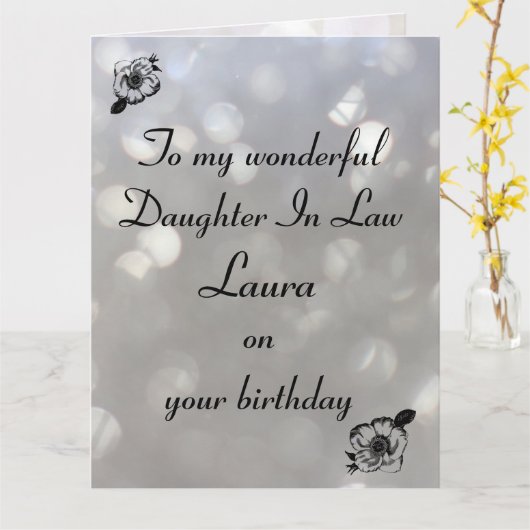 ドーパーソナライズされたターインロー誕生日 カード (黄色い花)