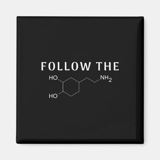 ドーパ後を追ミン化学構造おもしろい学 マグネット (正面)