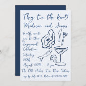 ドーファンキール航海のビーチ海婚約パーティ 招待状 (正面/裏面)