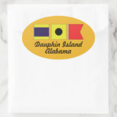 ドーフィン島アラバマ海事信号旗 楕円形シール (バッグ)