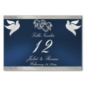 ドーブとハート – 青/銀のテーブル番号 テーブルナンバー (裏面)