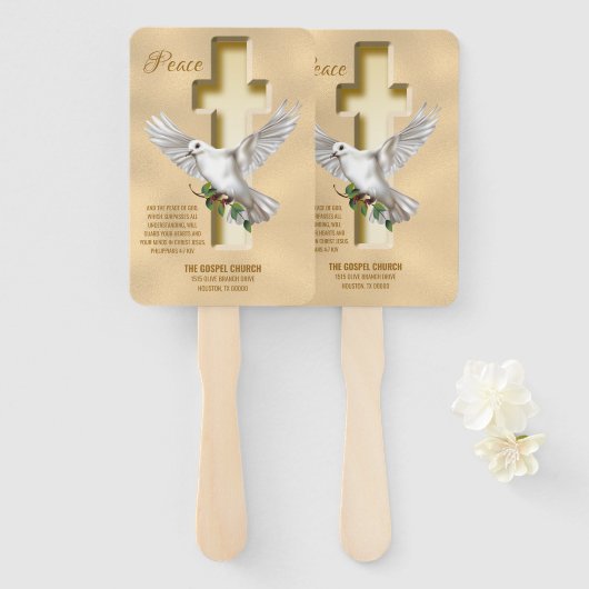 ドーブクロスパーソナライズされた聖なる書物、 経典聖歌教会 ハンドファン (正面&裏面)