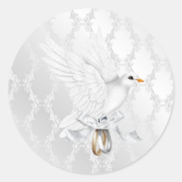 ドーブ付きシルバーダマスクのウェディングシール ラウンドシール